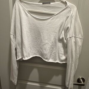 Brandy Melville White Long Sleeve Top Off the shoulder
